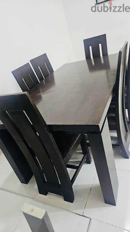 set of 4 glass tables and dining table 6 chairs 0