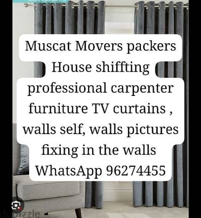 Experience carpenter fixing curtains furniture TV etc