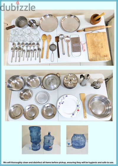 Kitchen Utensils, Cookware, Water Can & dispenser For Sale