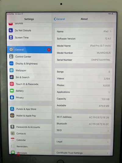 Ipad Pro 9.7in 128GB