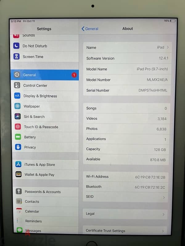 Ipad Pro 9.7in 128GB 0