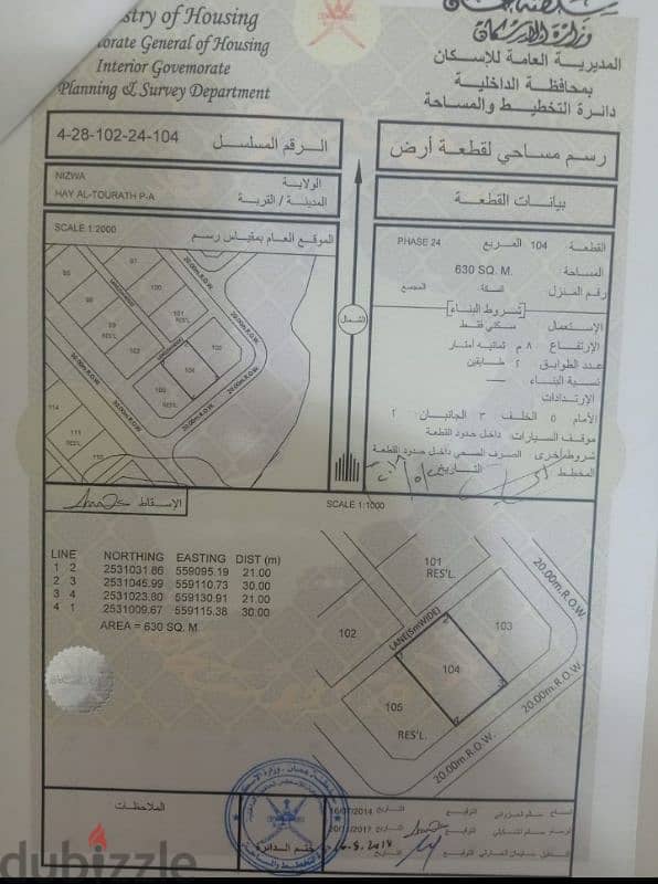 ارض للبيع حي التراث 24 نزوى( من المالك) 0