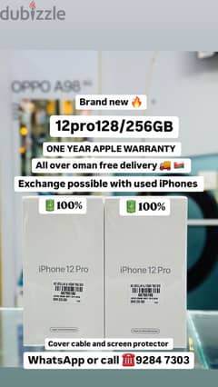 iPhone 12pro256gb brand new one year apple warranty with box clean 0