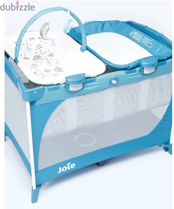 Joie Playard Blue Commuter Change Travel Cot with Removable Bassinet. 4