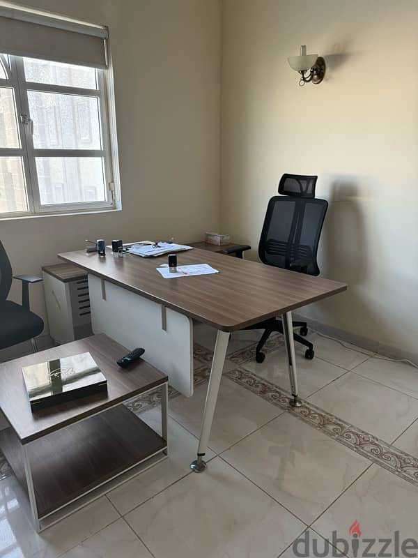 office work table with cupboard and chairs 1