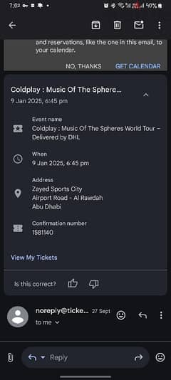 Cold play tickets 9th Jan Abu Dhabi 0