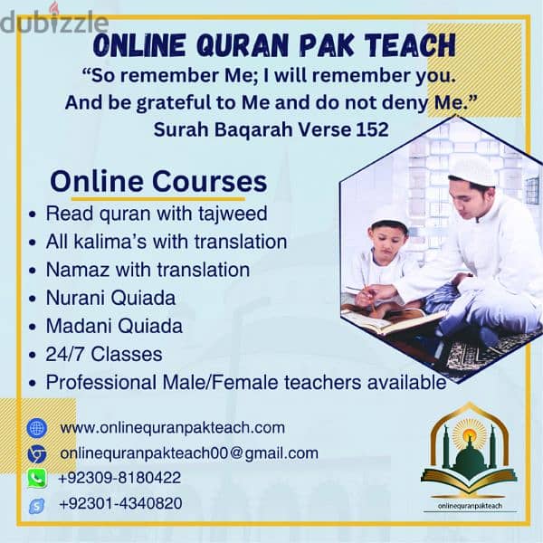 am online Quran teacher and home touting 1