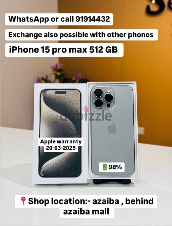 iPhone 15 pro max 512 GB Apple warranty till 20-03-2025 0