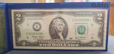 2 US Dollar Star Note with COA 0