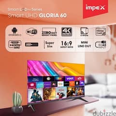 Impex smart tv 60 inch  4K UHD full indroid  13 brand new 0