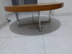 Center Tables round shape wooden with steel frame 0