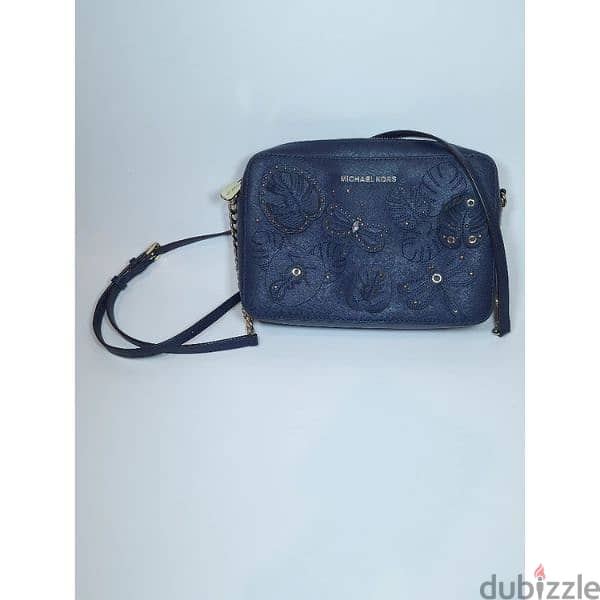 Jet Set Dragonfly & Leaf Blue Leather Crossbody Bag 1