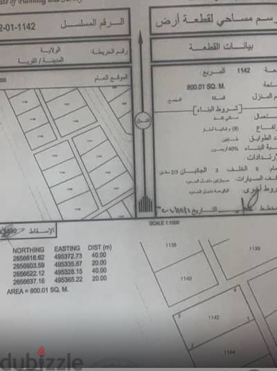 سكني ارض في صحم حفيت الخامسة مساحة 800 متر زاوية  مطلوب 4500