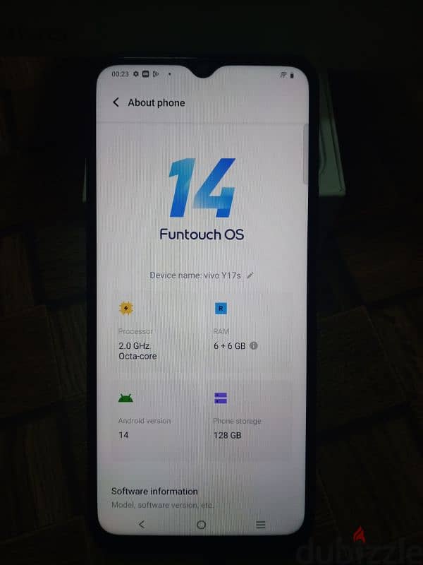 vivo y 17== 6+6 ,128gb 1