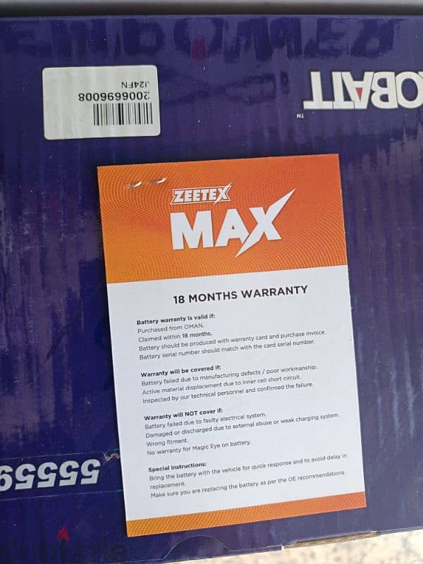 Zeetex Max 18 months warrenty special battery (Made in Malaysia ) 1