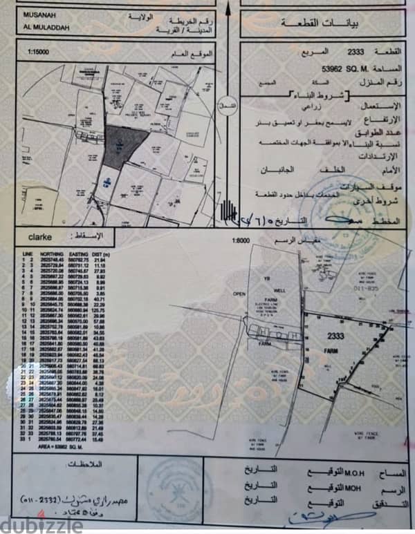 للبيع مزرعه المصنعه مساحة 53962 الف متر 0