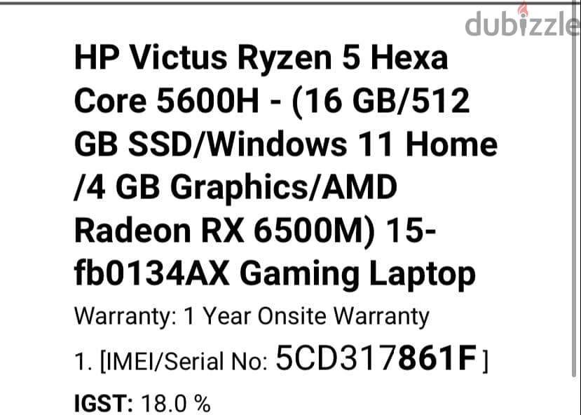 Hp victus rayzen 5600 1year used (gaming laptop) 6