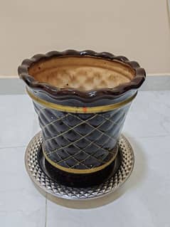 Big Ceramic pot with tray 0