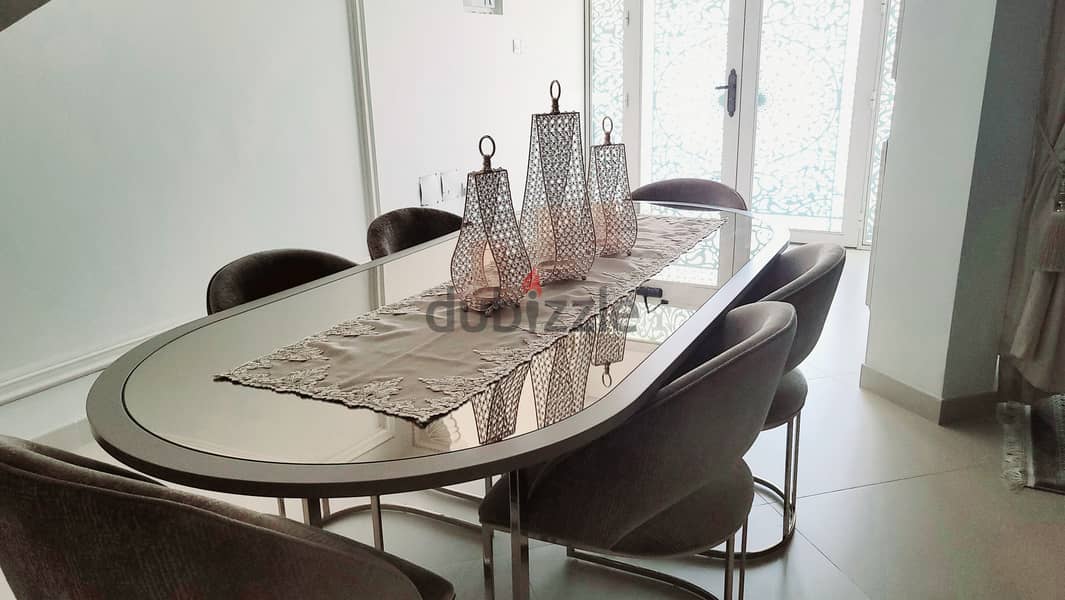 Luxurious 6 Seat Dining Table, Suede Chairs and tempered heat resistan 2