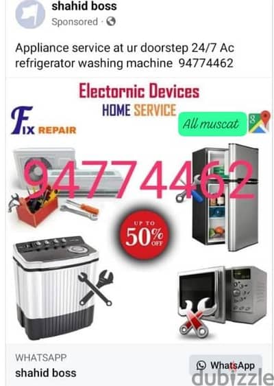 AC fridge freezer microwave dishwasher ice maker washing machine RPR