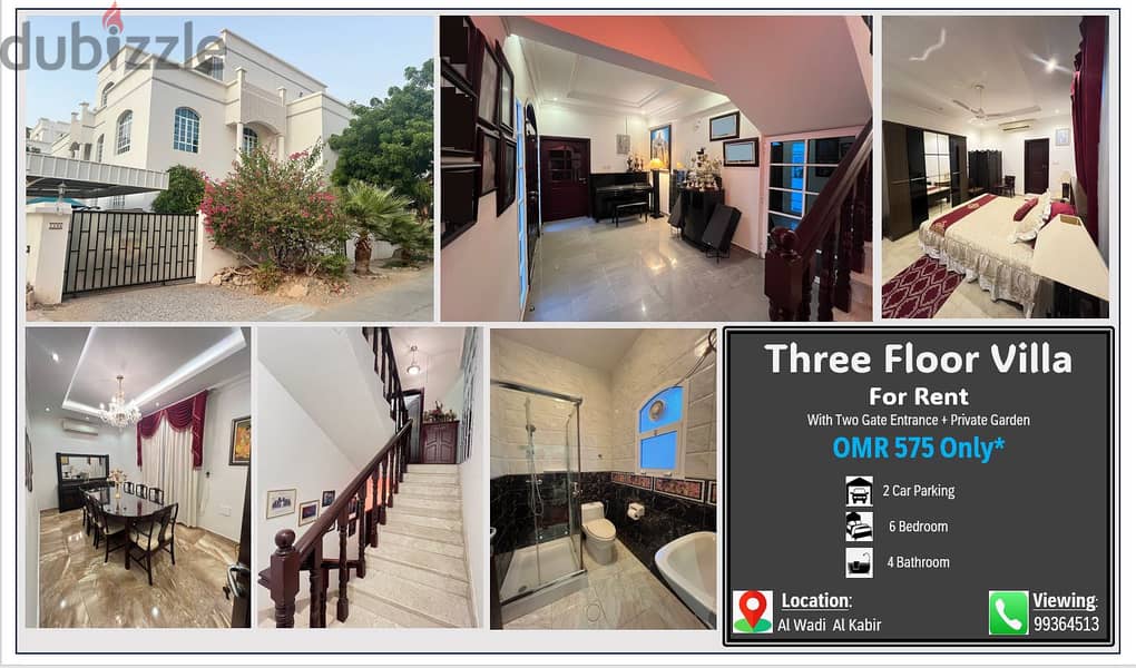 Three Floor Villa with Shaded Parking and Private Garden 0