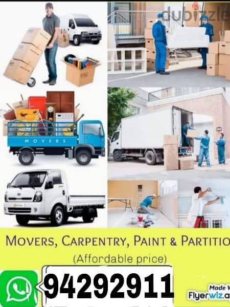 Movers house shifting Carpenter3,7,10 ton vehicles شحن۔ نقل عام آثاث 0