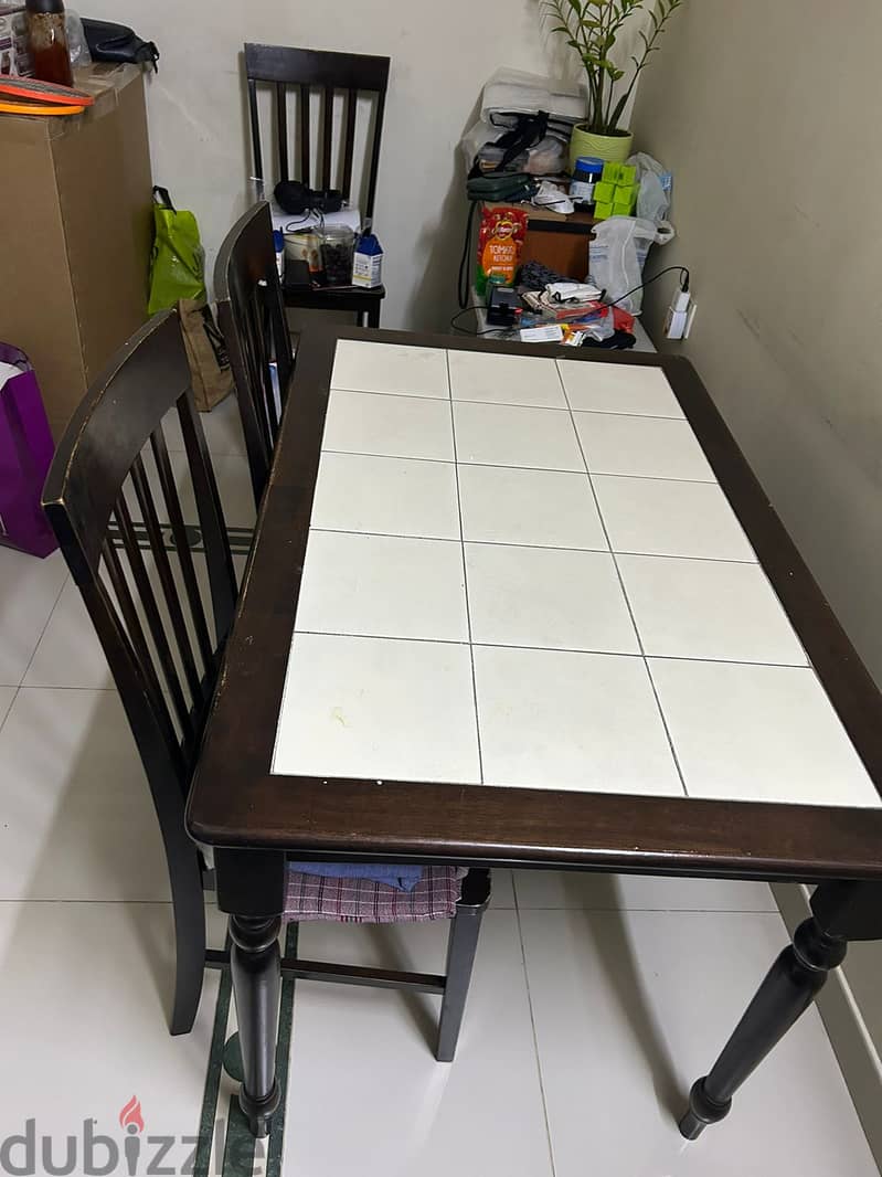 King Size Bed and Mattress AND Wooden Dining Table with 4 wooden chair 6