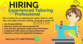 LOOKING FOR EXPERIENCED TAILOR 0