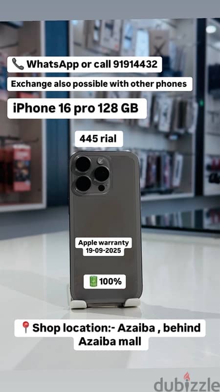 iPhone 16 pro 128 GB very less used near to apple  1 year warranty 0