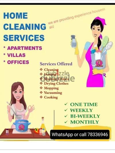 female house cleaner service available, part time work,per hour 3 rial