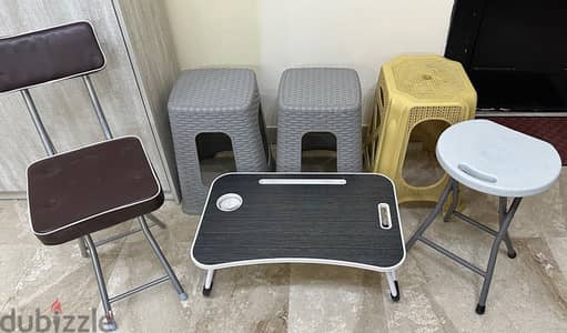 Multiple Chairs/ Stools & Tables ( 1.5 rial each)