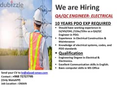 QA/QC ENGINEER - ELECTRICAL WITH PDO EXPERIENCE 0