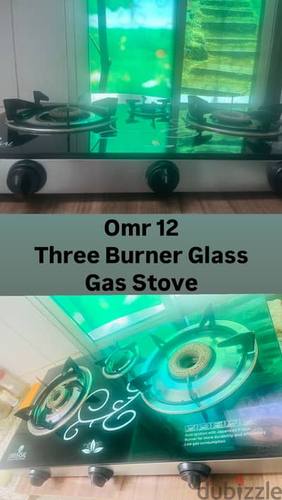 Three Burner Glass Gas Stove