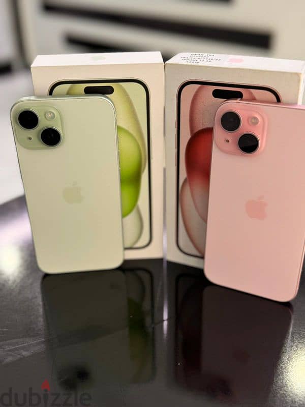 iPhone 15 GB128 green and pink colour is available used 3