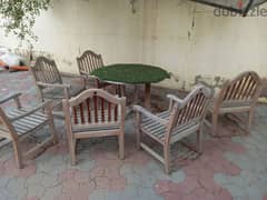 out door wooden chairs and Round table 6+1used 0