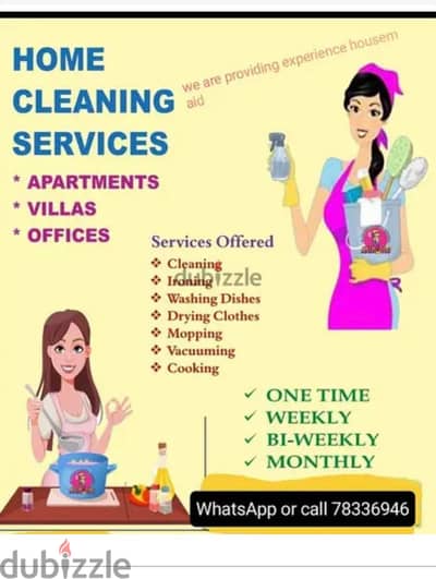 female house cleaner service available, part time work,deep cleaning