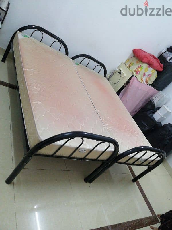 sell of single bed 2 nos and raha mattresses 2 nos. 1