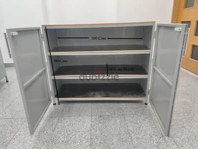 Heavy Duty Steel Cabinet & Center Marble Table