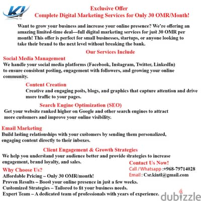 Exclusive Offer Complete Digital Marketing Services for Only 30 OMR/M