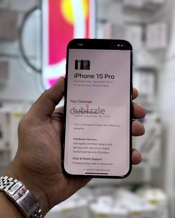 عرض خاص : iPhone 15 pro 128gb هاتف بحالة الوكالة مع ضمان الوكيل 7