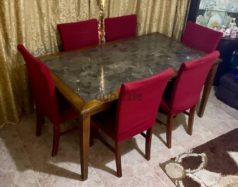 Dining Table + 6 Chairs طاولة طعام + ٦ كراسي 0