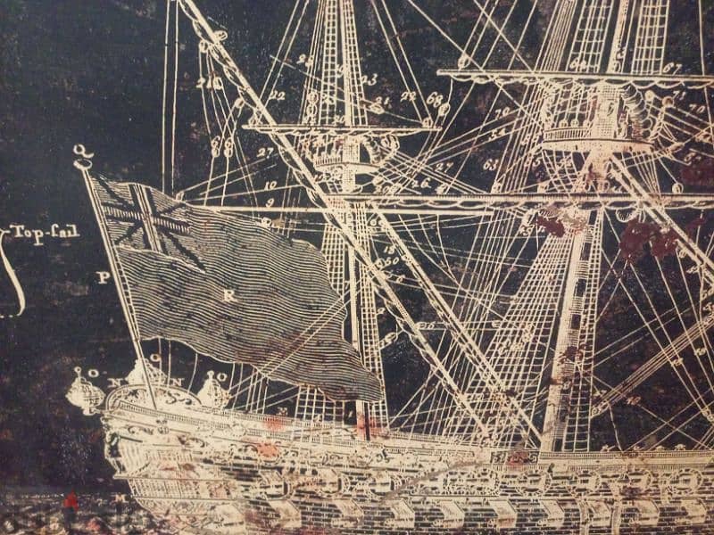 Antique Great Britain warship art 1