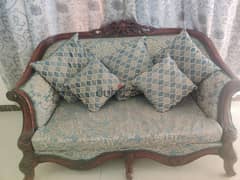 Teak Wood Sofa- 3+2 with cushions (1 year used) 0