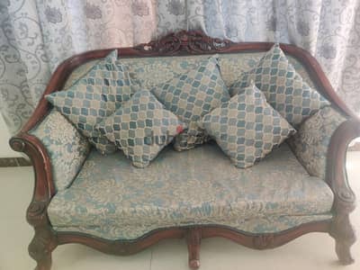 Teak Wood Sofa- 3+2 with cushions (1 year used)