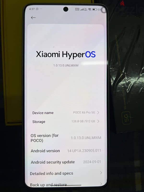 Xiaomi poco x6 pro 5g" 12+8 Ram 512 ROM 3