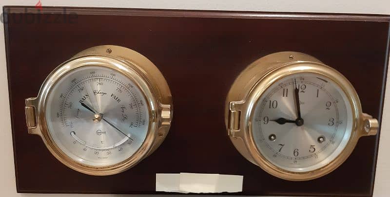 Antique ship clock and temperature gauge 1