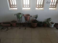 9 flower pots with 2 stands 0