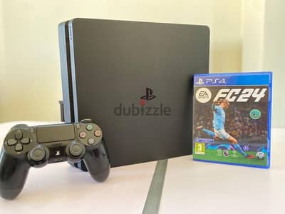 ps4 slim 500Gb 2 joystik 1 game 70 omr