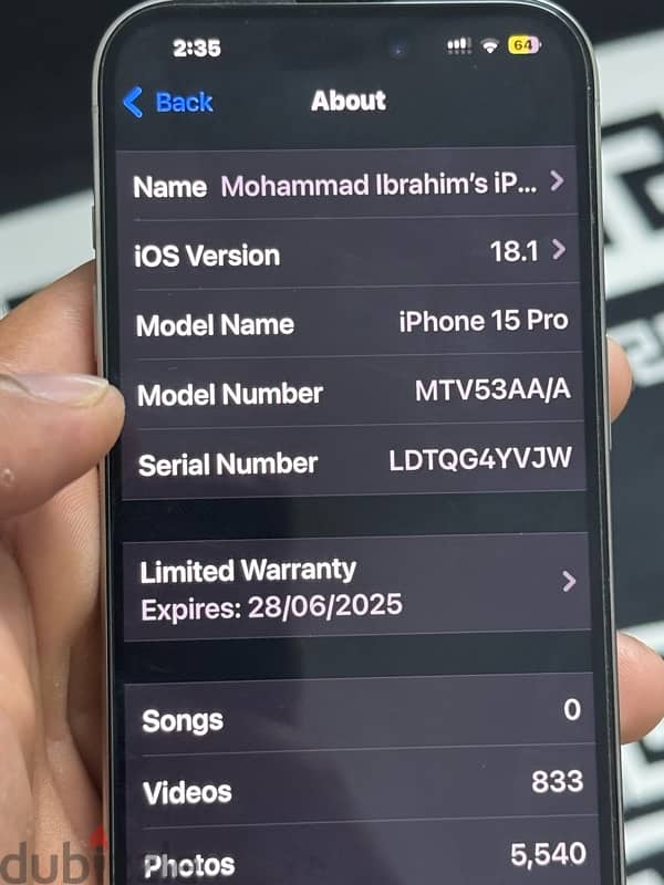 iphone 15 pro 3month used 256 gb 99% battary helth 5