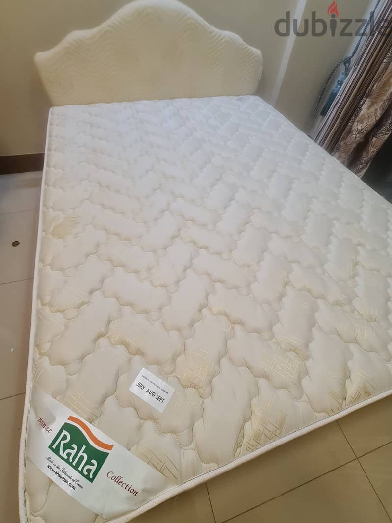 Queen bed - mattress,  base box and Headboard 1